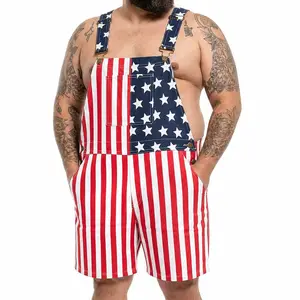Big & Tall American Flag Overalls for Men and Women | Stretchy Breathable Bib Pants, Patriotic Summer Streetwear for National Holiday Festivals, Parades & Parties – Plus Size Friendly