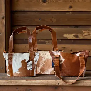 Genuine Cowhide Tote Handbag Highlands Brown Purse