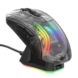 Wireless Gaming Mouse with RGB Charging Dock, Rechargeable RGB Backlight Mouse with 3 Modes, Noise Reduction Mouse for PC Win MAC, Gaming Accessory