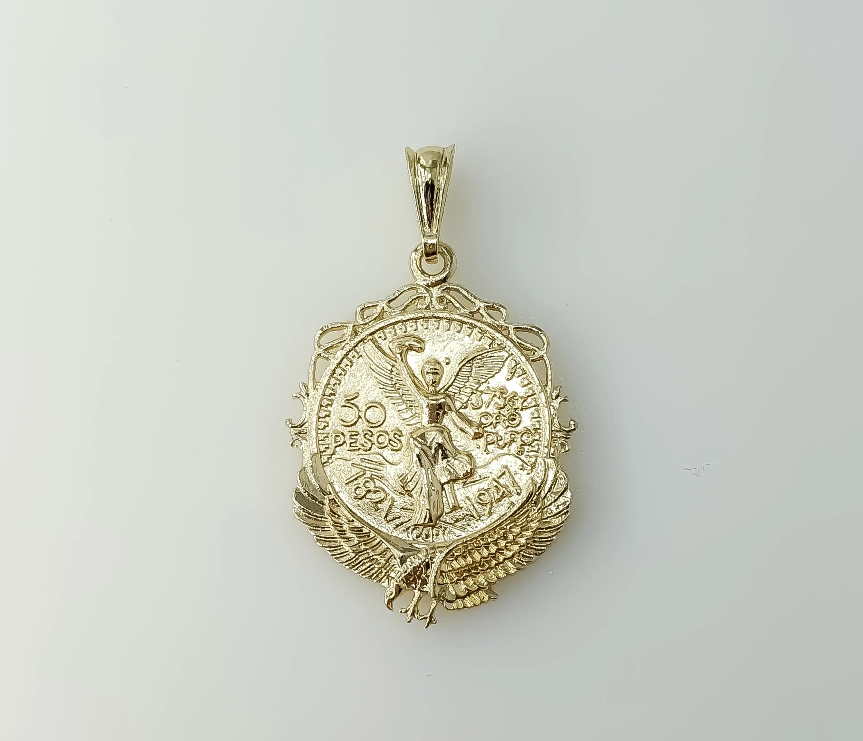 Plated Mexican Centenario Double Sided Pendant
