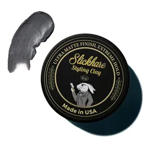 Slickhare Styling Clay for Men - 4 oz Ultra Matte Finish, High Hold, Made in USA, Natural Ingredients, Reusable Hair Wax Paste - Gel Gift for Haircare