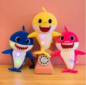 Cute Shark Plush Toy, Musical with Light-Up Feature, Pink, Kids Stuffed Animal