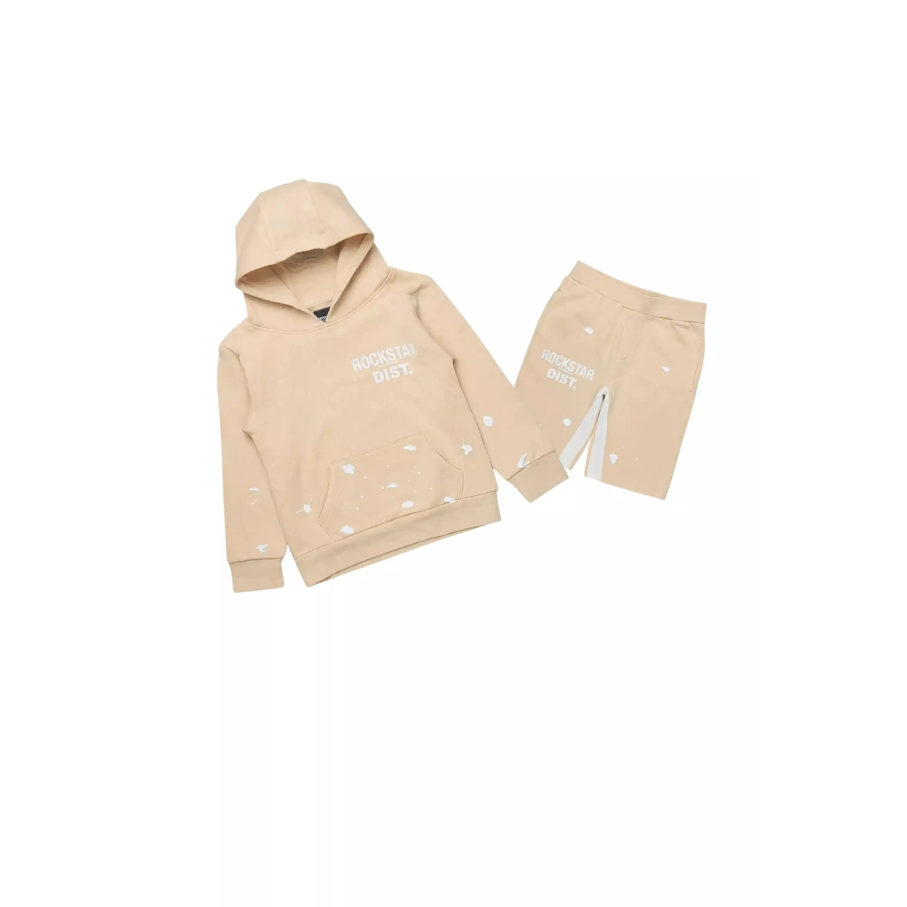 Boys Raffer Beige Hoodie Short Set