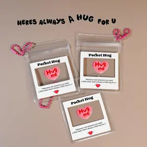 Pocket Hugs in Clear PVC Bag, Heartfelt Hug Me Message, Durable & Portable Comfort Gift, Perfect for Anniversaries, Graduations, Holidays