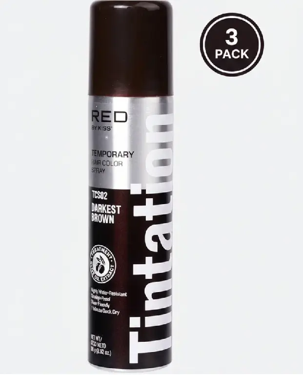 3 Pack Tintation Color Spray TCS02 Darkest Brown Temporary Hair Dye Hicolor Dark Hair