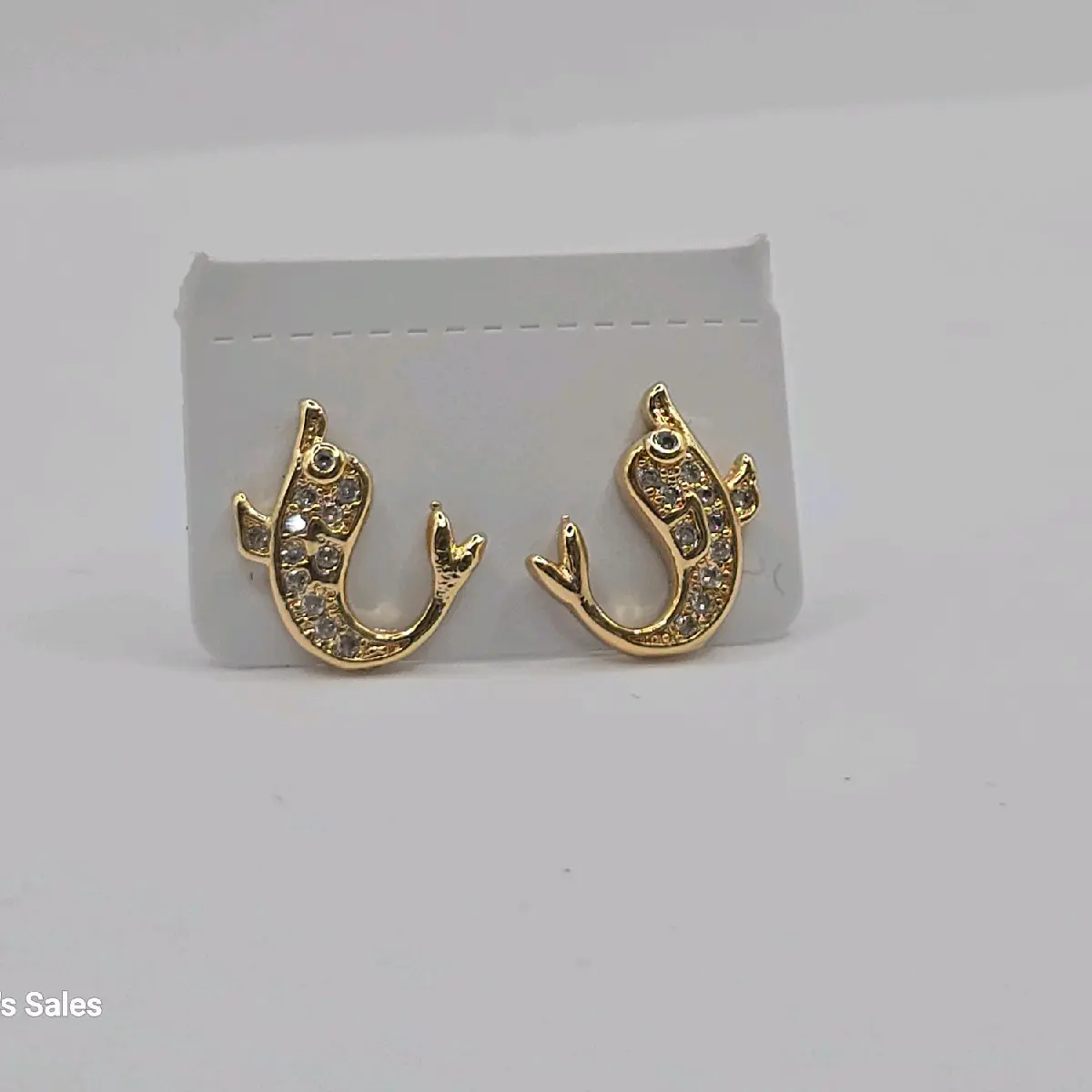 DOLPHINS fashion stud earrings with stones small size gold-plated beautiful design