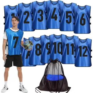 Scrimmage Training Vest (12 Pack) Team Sports Pinnies Jerseys for Adult Youth Soccer Bibs Numbered Practice Jerseys