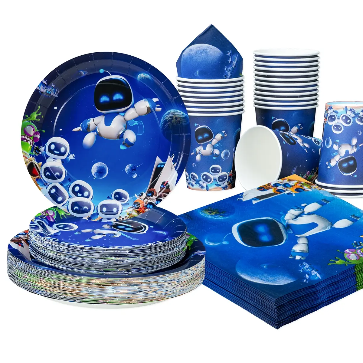 25pcs (7 inches+9 inches+tissues+paper cups), disposable plates, napkins, paper cups, paper cups, party supplies, party utensils suitable for parties, family picnics, multi person gatherings
