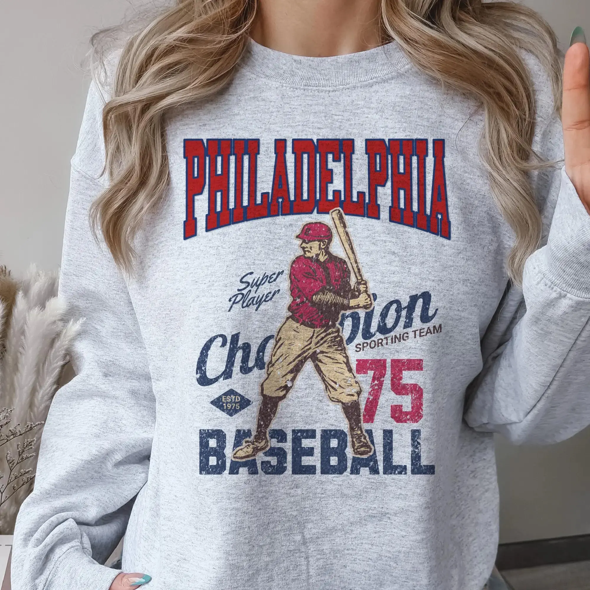 Vintage Baseball Sweatshirts Retro Baseball Sports Pullover Baseball Game Graphic Sweatshirt Casual City Baseball
