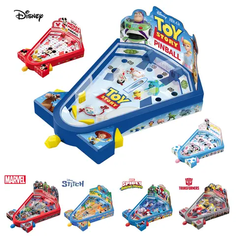 World Tech Toys Mini Tabletop Pinball Toy – Spidey and His Amazing Friends, Spider-Man (Marvel), Toy Story, Stitch & Transformers – Interactive Kids Game with Working Paddles & Launcher Table Games