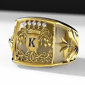 Personalized creative crown pattern men's golden-plated ring