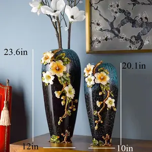 FABUORNA Luxury Vase [Flower of Joy-A Series], Decorative Vase, Modern Vase, Original Exquisite Vase, Vase with Enamel Decoration (Short)