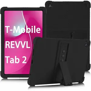 Soft Silicone Tablet Case for T-Mobile Revvl Tab 2 10.1 in 2025, Computer Accessory with Adjustable Bracket, Kids-Friendly Camera & Portable Screen Protection