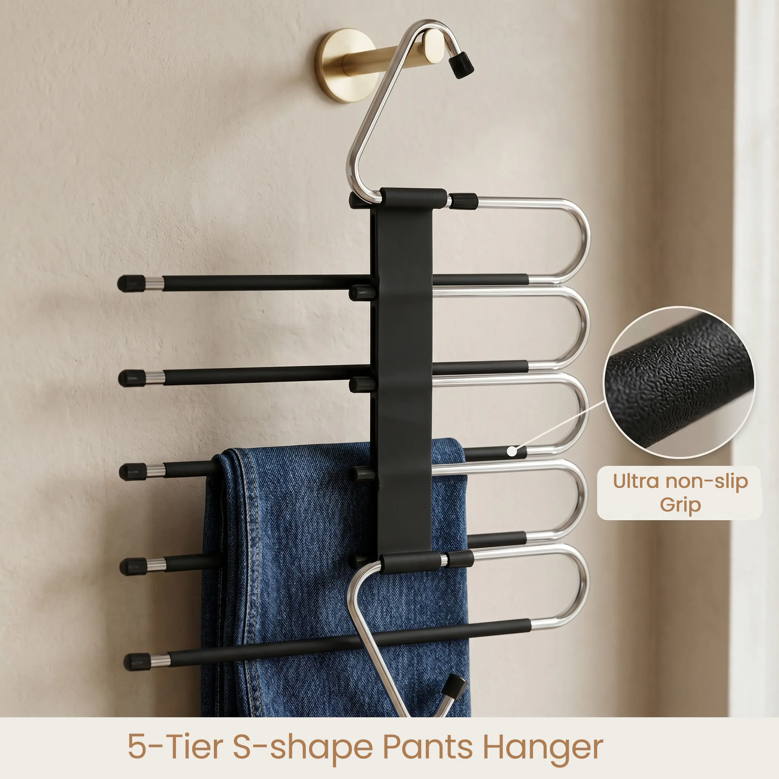 Utopia Home Yoga Pants Hangers (2 Pack) - Space-Saving Closet Organization Hangers with S-Type Stainless Steel Hook, Anti-Slip for Skirts, Scarves, Towels