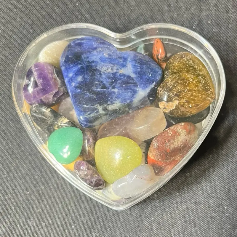 Heart Box of Crystal Confetti ½ lb of Genuine Crystal Hearts & Stones Assorted Colors & Sizes in Vibrant Hues
