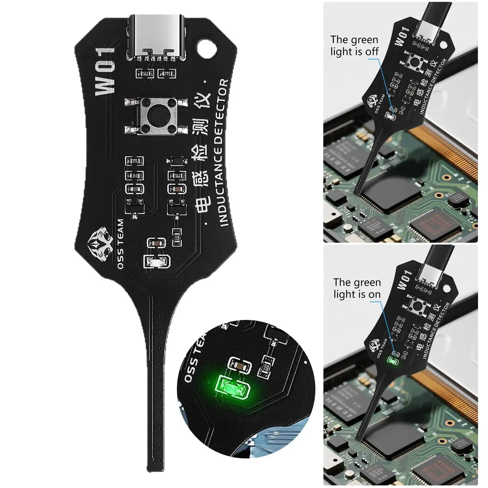 Type-C Inductive Tester - Electrical Measuring Tool for PCB Coils, Electronic Boards, Mobile Phone Component Repair, OSS Electromagnetic Inductive Test & Non-Contact Detection Circuit Testers, Tools and Gadgets