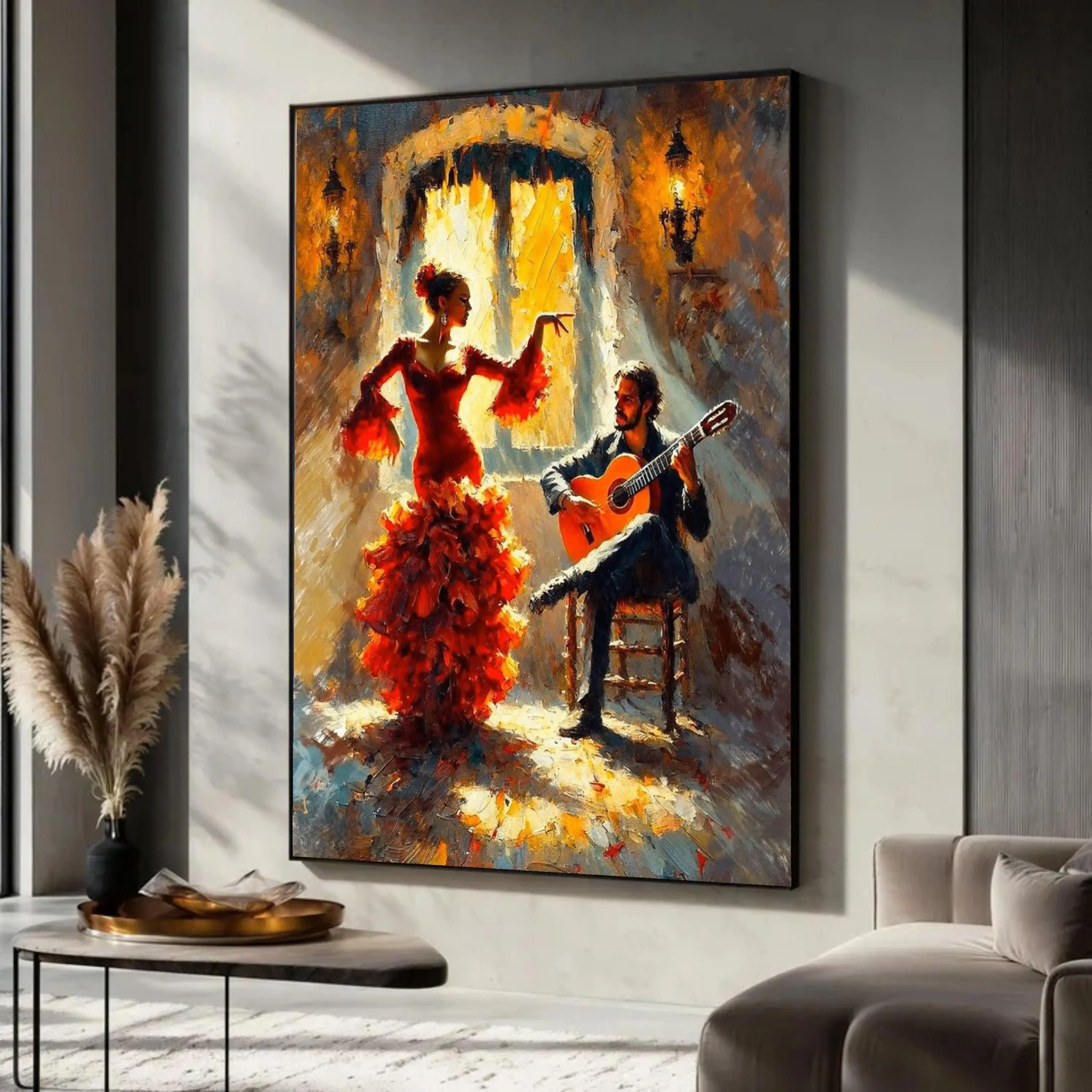 [Sale off up to 40%] [Frame Canvas] Flamenco Dance Canvas PRİNT Art, Spanish Guitarist, Vibrant Home Decor