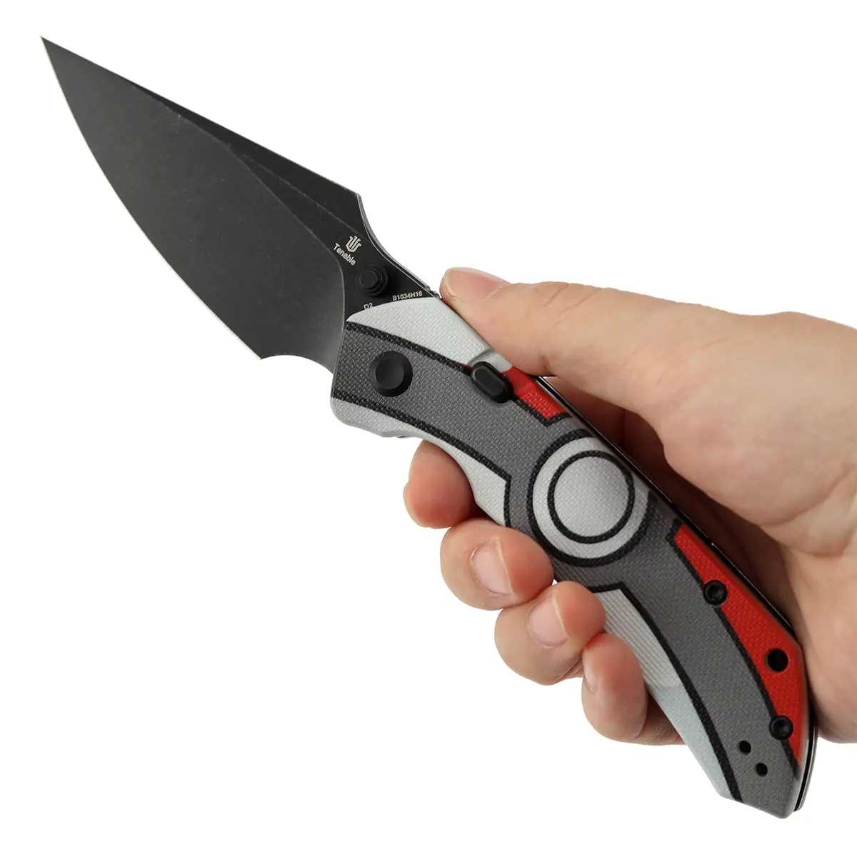 Tenable Fenrir Top Liner Lock Folding Knife| 3.4“ Blackwash D2 Blade | Jade G10 with with Pocket Monster/Green Misty/Green Camouflage/Multicolor Camouflage/Purple Undead Pattern Handle | Sparrow Knife Design | B1034HSeries, 3.4” Blade, D2 Steel, Edc Tool