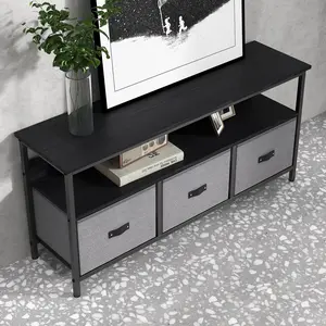 55 Inch Media Console with Drawers & Shelves - Slim Entertainment Center with Storage for Living Room or Bedroom - Modern TV Stand Dresser -- Fits TVs up to 55 Inch - Black/Brown/Grey
