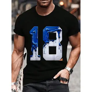 100% Cotton NUMBER 18 YEARS OLD 18TH BIRTHDAY T-Shirt Women's Men's Graphic Tee Crew Neck summer vacation Tops