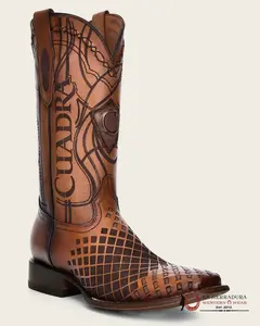 CUADRA BOOTS SILLERO OVER HONEY LASER & EMBROIDERY & WOVEN SQUARE TOE CU500