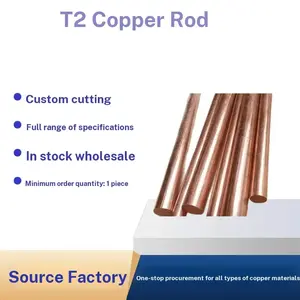 1 pc T2 Copper Rod, Industrial Grade, High Conductivity & Corrosion Resistant, for Machining/Electrical Engineering Use