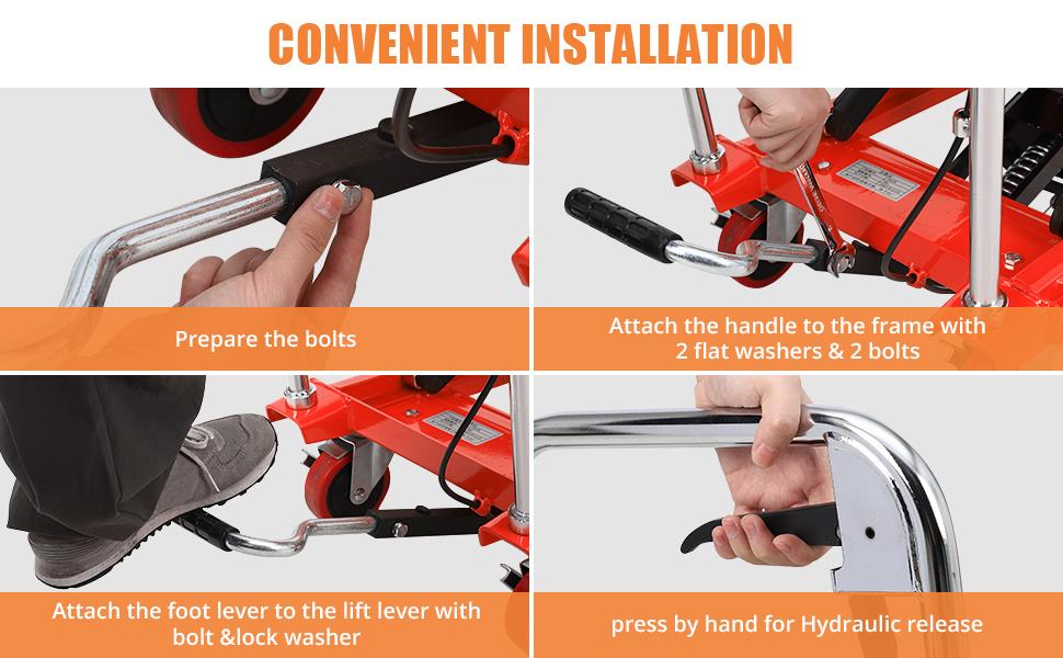 GARVEE Hydraulic Lift Table Cart 500lbs, Lift Table Capacity 28.5 Inch Lifting Height, Manual Single Scissor with 4 Wheels and Non-Slip Pad Thickness 3mm for Material Handling and Transportation