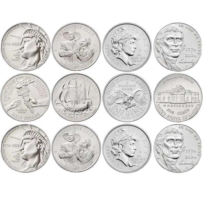 2026-P&D BU US Coins Set - Half Dollar, Quarter, Dime, Nickel (8 Total Ungraded Non-Circulating Coins) IN STOCK
