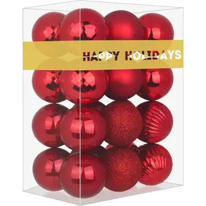 Rose Red 3.2" Large Christmas Balls - Christmas Tree Decoration Ornaments Shatterproof Hanging Balls for Birthday Halloween Holiday Wedding Decorations Set of 24pcs