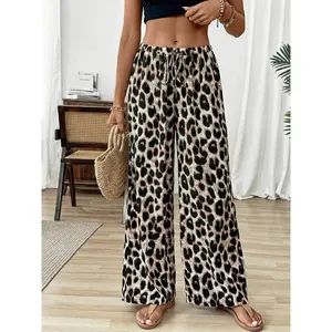 Viral leopard print wide leg pants, high waisted elegant summer pants, casual chic pants, Y2K aesthetic streetwear and vacation bottoms, comfortable loose casual pants, lightweight breathable fabric, suitable for beach and daily wearRAIMENTRY