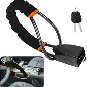 Steering Wheel Lock Seat Belt Lock Universal Anti Theft Car Device Car Theft Prevention Device with 3 Keys Suitable for Most Vehicles Truck SUV VanUniversal Anti-Theft Steering Wheel Lock