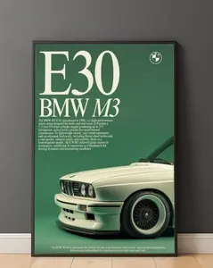 E30 M3 Poster, Classic Car Wall Art, Vintage Motorsport Print, Automotive Home Decor