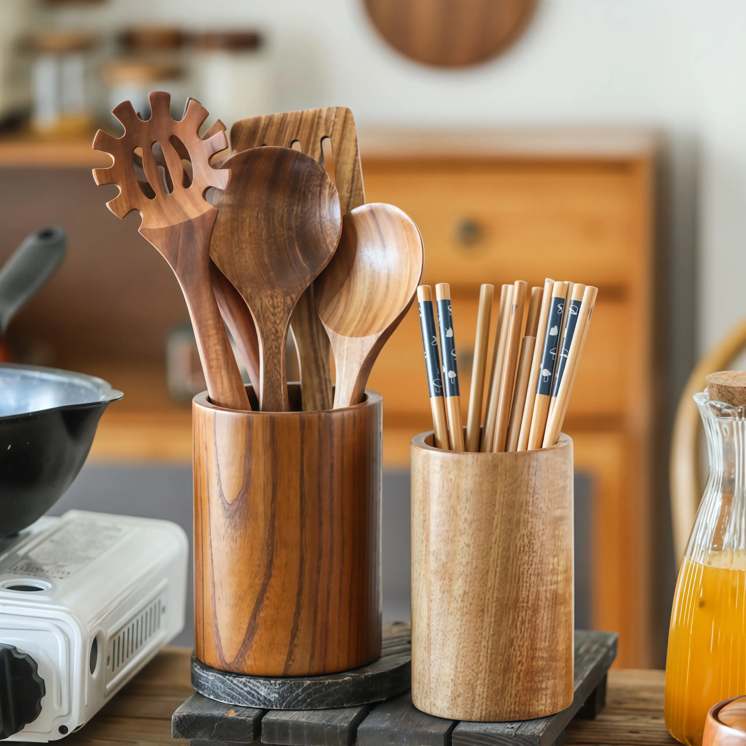 10-Piece Teak Wooden Kitchen Cooking Utensil Set, Non-Stick Heat-Resistant Utensils, Pan-Safe Solid Wood Spatula And Stirring Spoon For Household Use, Handle