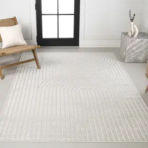 JONATHAN Y Sofia High-Low MidCentury Modern Arch Stripe Two-Tone Indoor/Outdoor Area Rug; for Living Room, Kitchen, Bedroom, Dining Room, Patio, Porch, Backyard