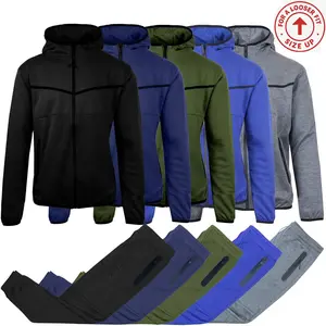 Mens 4-Piece Fleece Zip Hoodie & Jogger Sets- 2 Full Sets