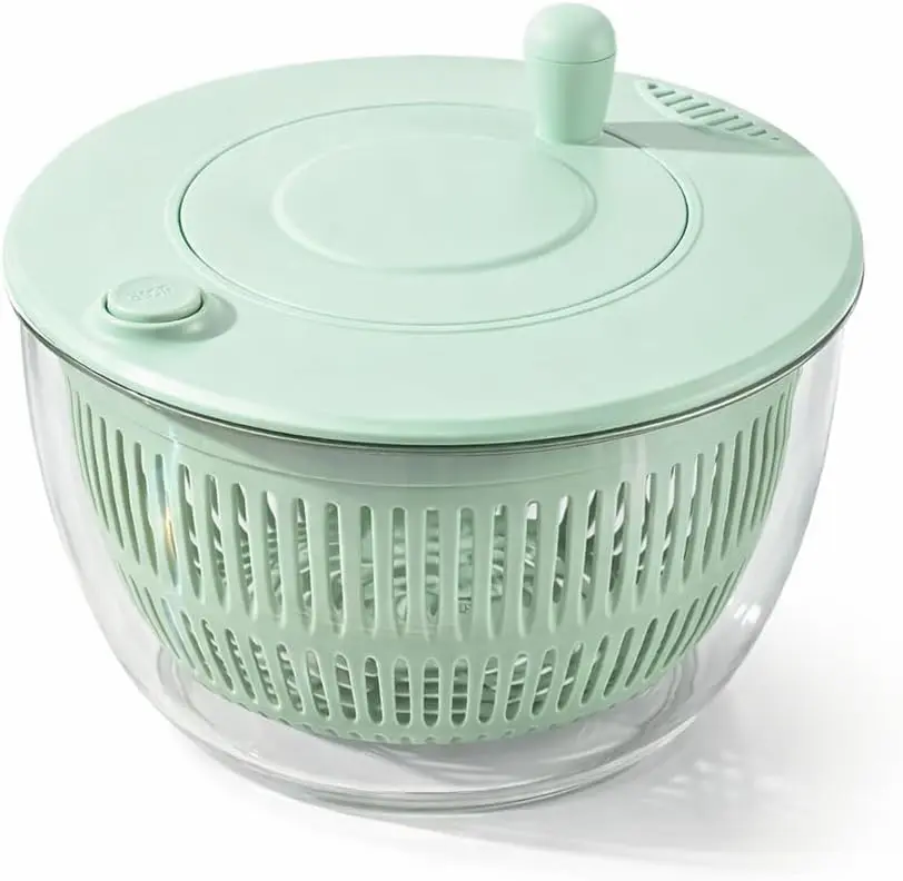 Salad Spinner Large, 3 IN 1 Vegetable and Fruit Washing Bowl with Strainer, Lettuce Spinner with 5 Blades Slicer, Egg Yolk Strainer, Salad Bowl for Efficient Salad Preparation, 5.3 Qt Kitchen Gadgets Set#SummerVibes