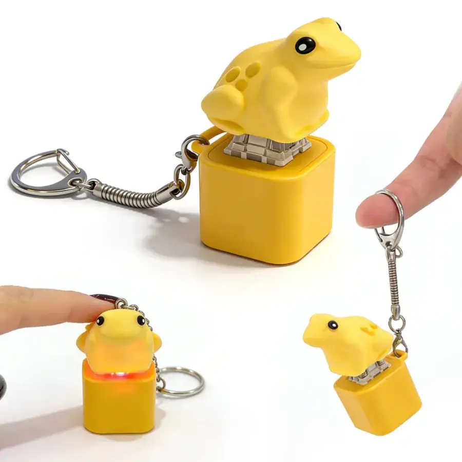 1pc-2pc Tree Frog Push-Button Keychain, Plastic Novelty Toy with Light & Sound Effects, Portable Stress-Relief Decompression Accessory, Unisex Frog-Themed Gift