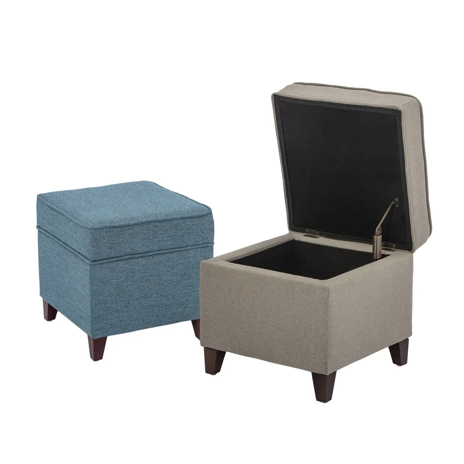 Square Storage Ottoman with Hinged Lid, Cube Footrest Stool Storage Chest for Living Room Bedroom Boxes Organiser