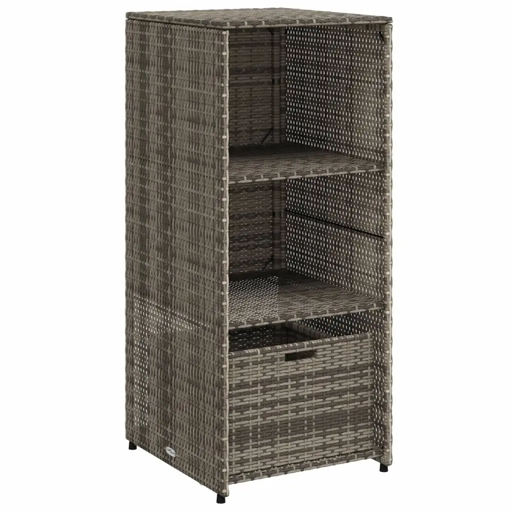 vidaXL Patio Storage Cabinet, Outdoor Storage Cabinet with Drawer, Outdoor Wicker Furniture, Garden Tool Organizer, Gray Poly Rattan 365549