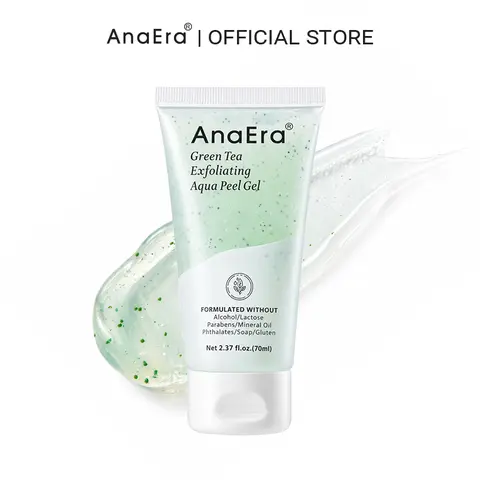 [New] AnaEra Gentle Plant-Based Green Tea Exfoliating Gel Face Scrubs & Peels - Mild, Nourishing, Moisturizing, Deep Cleansing with Green Tea 70ML, Hamamelis mollis, Aloe Barbadensis Extracts - Soothes Skin, Oily Skin Friendly, for Adults