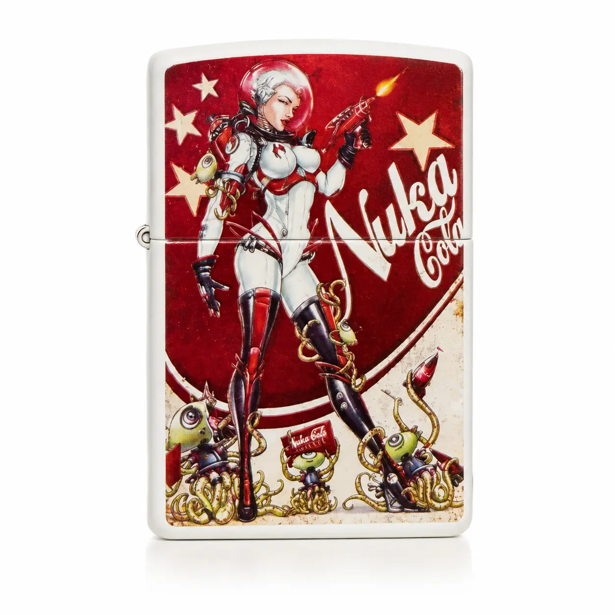 Wasteland Pin-Up Space Girl Metal Lighter – Retro Vintage Atompunk Flame Lighter, Collector’s Pocket EDC Gear, Gifts for Him (Fuel Not Included)