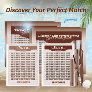 Terra | BrownVenus Brown Clusters for a Natural Secret Style Soft Alternative to Harsh Black Lashes Perfectly Matched for Fair Skin & Blonde Brown Hair