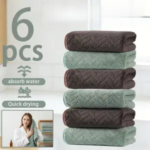 6pcs Soft Skin-Friendly Sport Towels 35*75Cm/13.78*29.53Inch, Wheat Ear Print Highly Absorbent Hand Towel Set, Ideal Gift for Home Hotel Spa Outdoor Fitness Camping Water Absorbent Towel