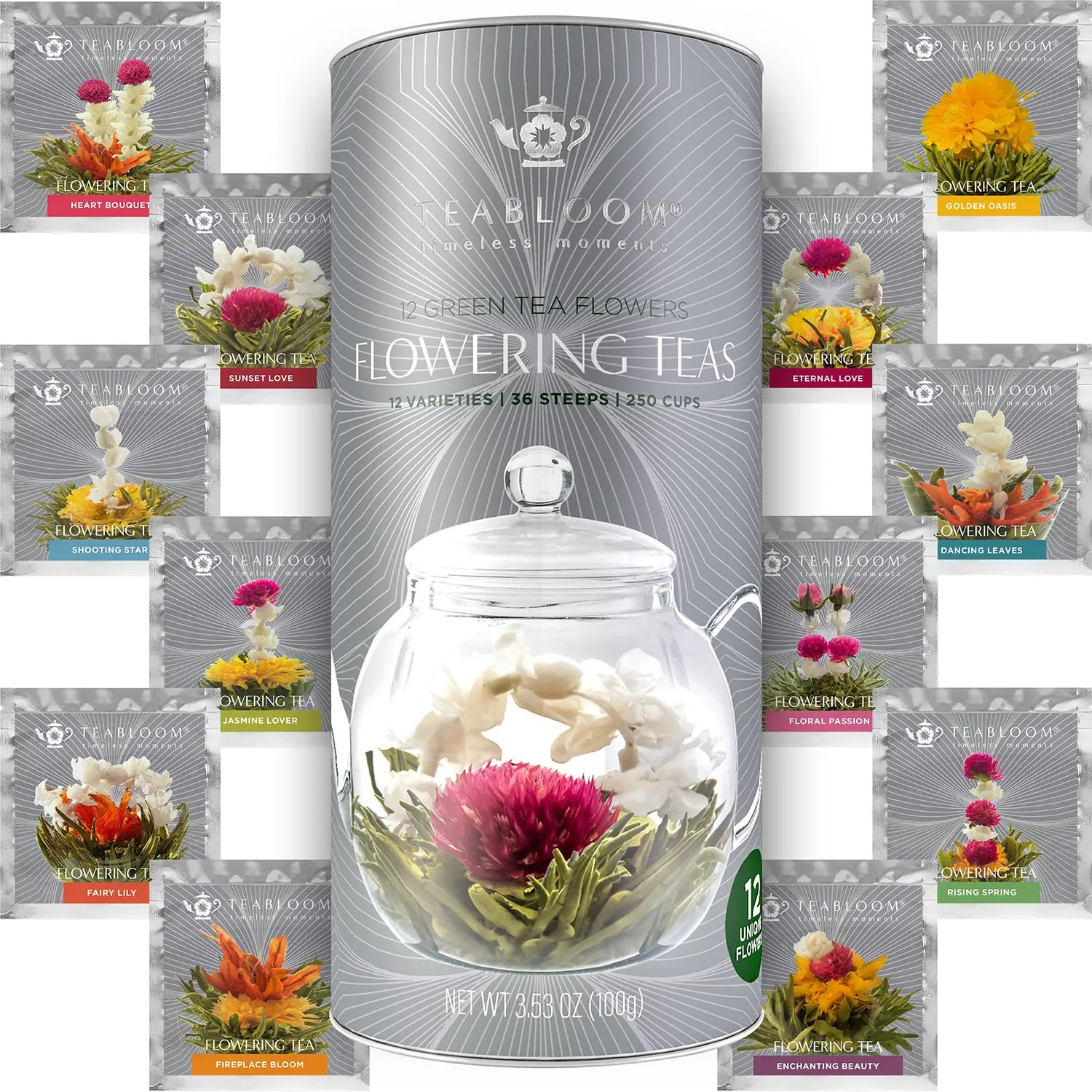 Floral Variety Flowering Tea Canister