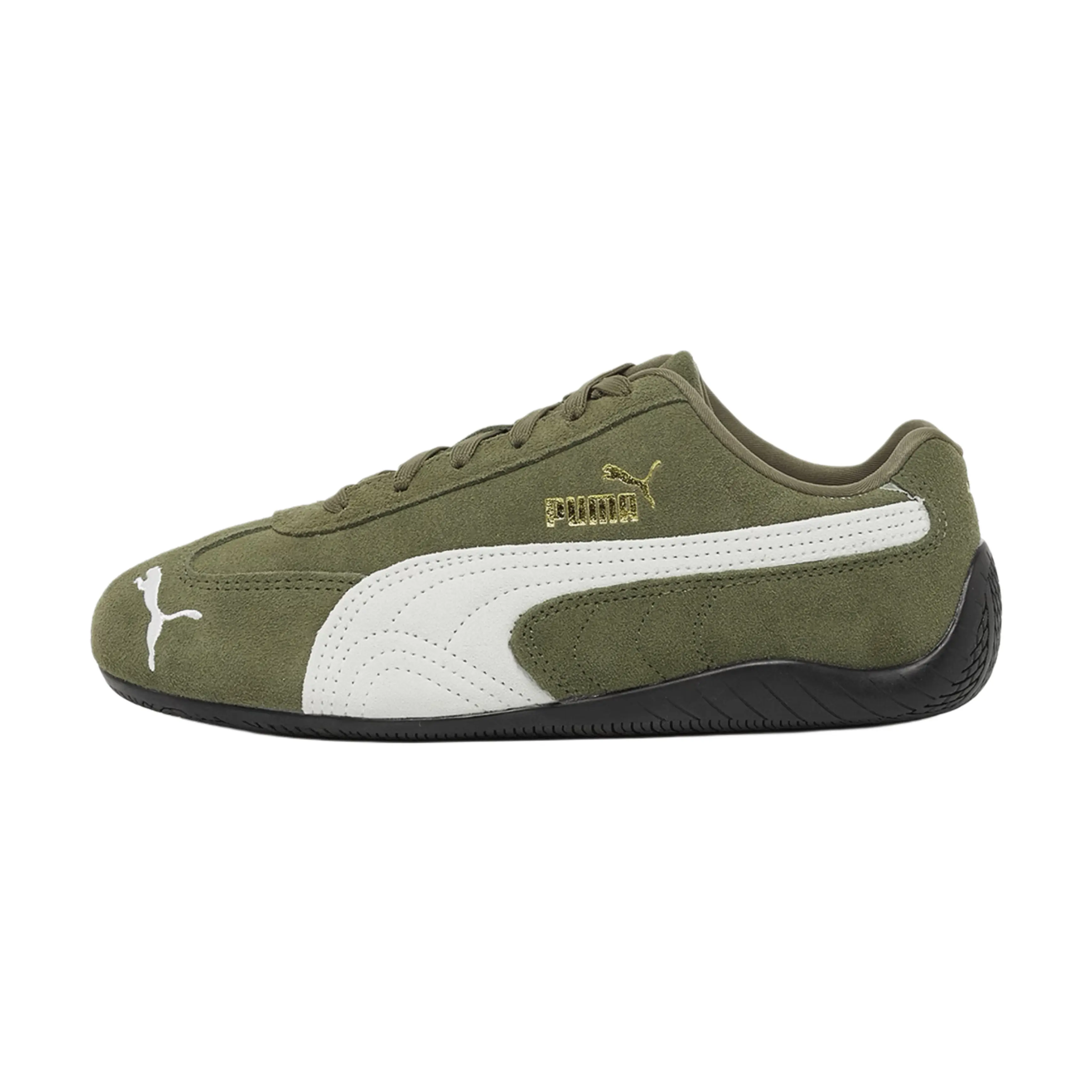 Puma Youth Speedcat OG Leather Sneakers, Low-Profile Retro Motorsport Style for Casual Daily Wear, Army Green, Shoes, Sports Shoes, Footwear, Army Green/White, Athletic