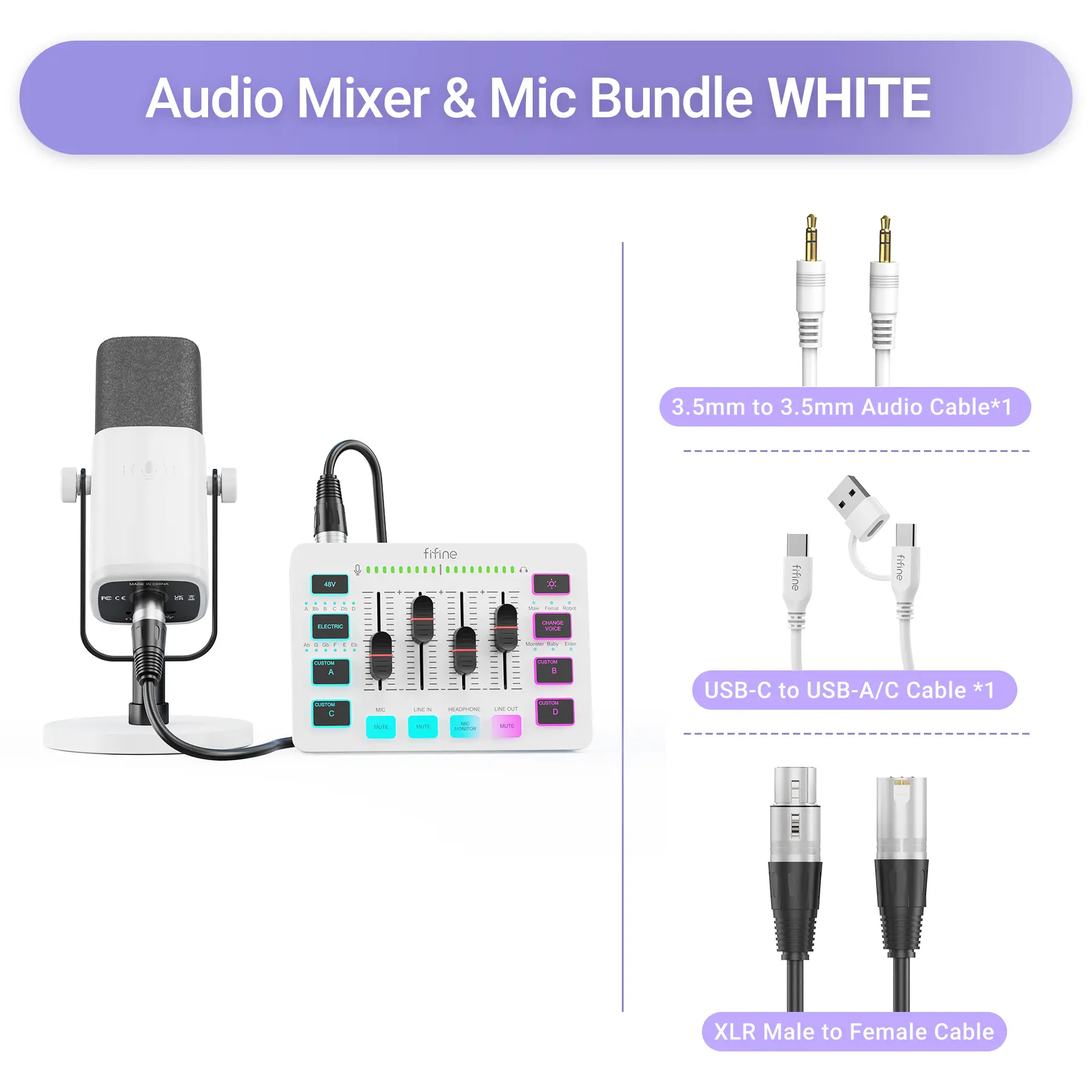AM8W Mic with SC3W Mixer & XLR Cable