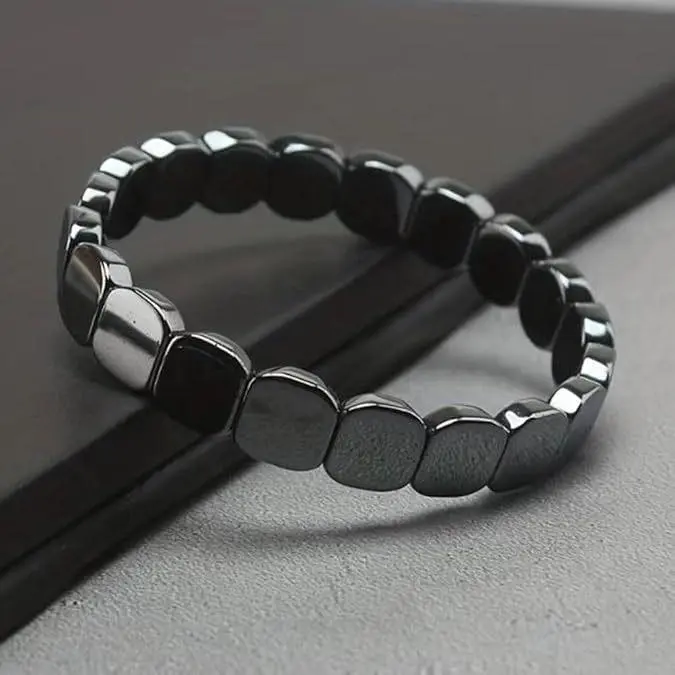 Men's Natural Hematite Bead Bracelet, Stretch T Bracelet Band with T-Level Support for Mental Clarity and Focus, Daily Wear Jewelry Gift, Hematite Beads, Birthday, Christmas, Designed To Naturally Support T-Levels