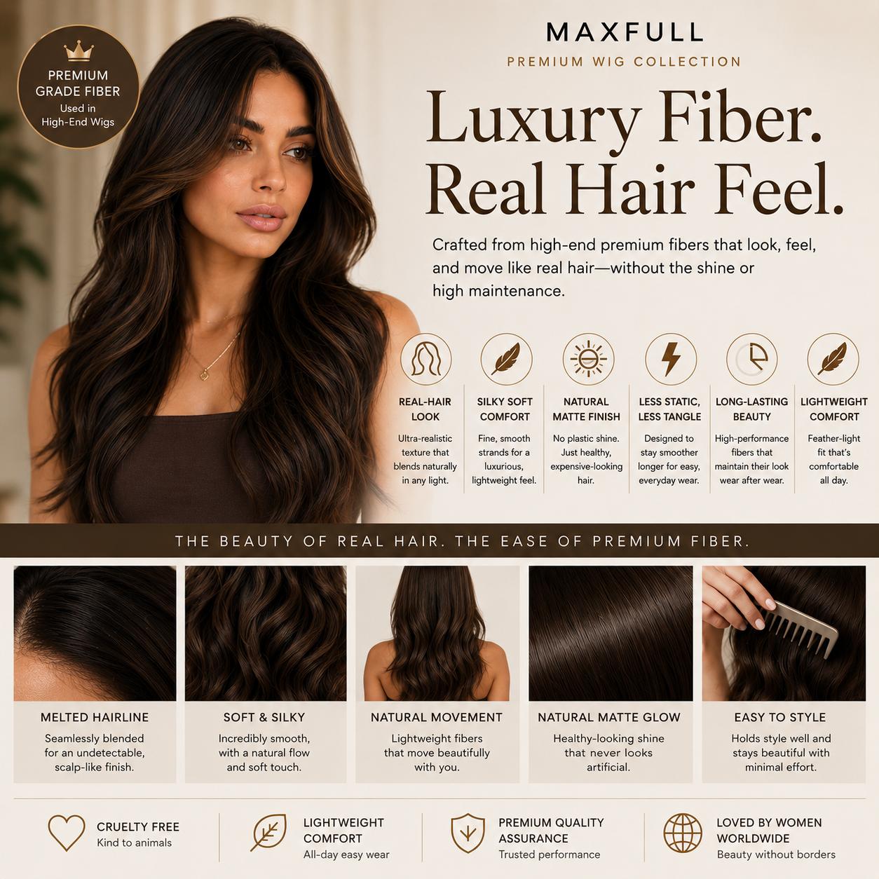 Valeria - MaxFull Dark Ash Brown Wig | Platinum Blonde Chunky Highlights, Pre-Cut 13×5 Skin-Melt HD Lace, Free Part, Face-Framing Layered, Soft Effortless Waves Wig