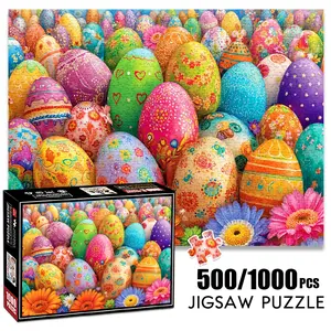 1pc 1000 piece adult puzzle 70x50cm Colorful Decorated Easter Eggs with Floral Accents 500 pieces paper jigsaw puzzle suitable for DIY creative games for adults and families, birthday and holiday str Montessori Puzzles Gift