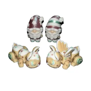 Mini Christmas Flexi Gnome Figurine and Mini Gingerbread Bunnies